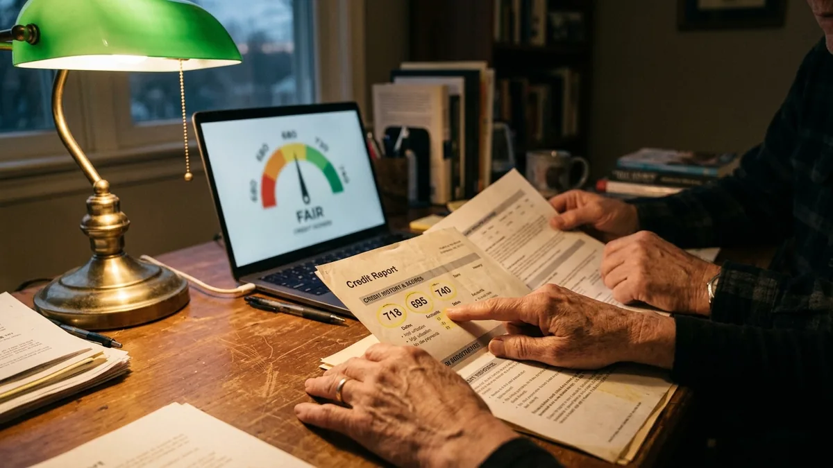 A credit score gauge next to a payday loan slip